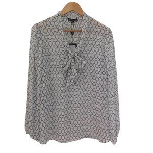 Adrianna Papell Elegant White Patterned Blouse